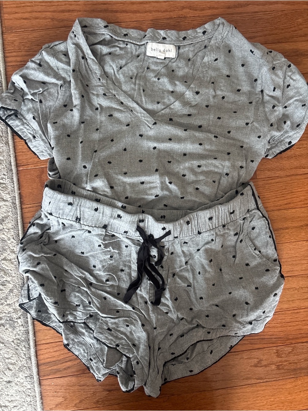 Bella Dahl Gray Polka Dot Short Pajama Set